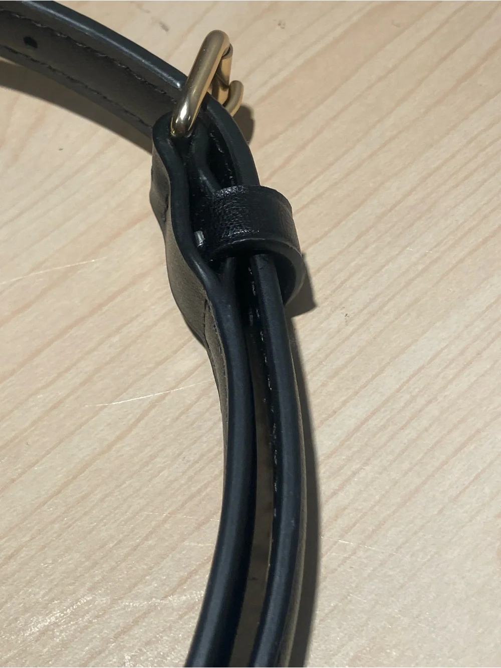 Coach Black Leather Crossbody Strap with Gold-Tone Horsebit Accent